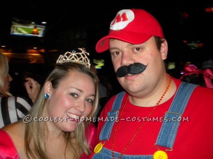 Prom Dress Turned Princess Peach and Mario Costumes