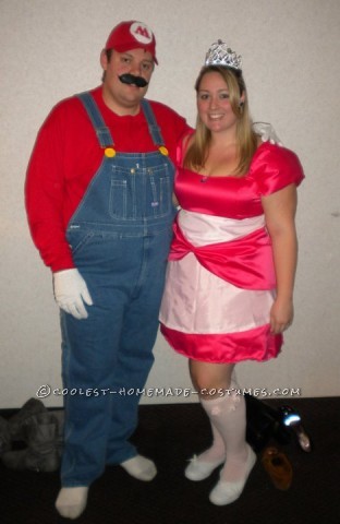 Prom Dress Turned Princess Peach and Mario Costumes