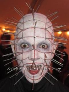 Every year, I love doing scary costumes, costumes that are so scary, people don't even realize it's me.  Last year, I went with "Pinhead" fr