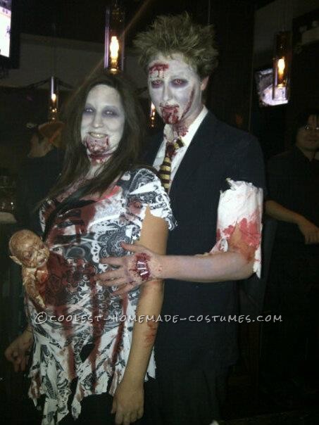 This was my costume last year, me and my boyfriend LOVE zombies! I wanted to do a zombie with the baby coming out of the belly. I didn\'t want to d