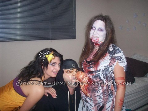 This was my costume last year, me and my boyfriend LOVE zombies! I wanted to do a zombie with the baby coming out of the belly. I didn't want to d