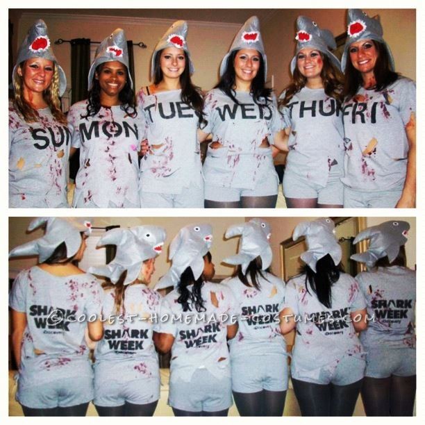 Creative Shark Week Girls Group Costume - Easy Diy Shark Costume