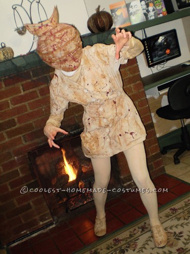 I made this Silent Hill nurse costume a couple years ago entirely by hand! Every aspect, aside from perhaps the shoes and tights, was made by yours t