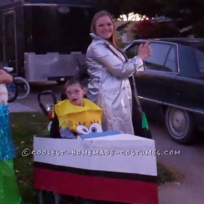 My son loves Spongebob Squarepants, so he chose Spongebob for his Halloween costume.  To accomodate his wheelchair, we decided to have Spongebob