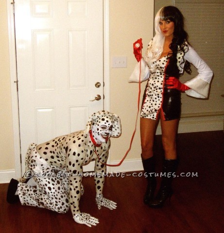 THIS HOME-MADE DALMATIAN COSTUME WAS A LOT OF FUN BUT MORE WORK THEN IT SEEMS!IT TOOK A WHOLE DAY TO COLOR BLACK DOTS ON THE PLAIN WHITE PANTS. WE