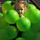 Got Grapes?
 
This is Ms. Audrey Lee. Her “bunch -o -grapes” costume was created simply (and afford -ably) with green balloons, a