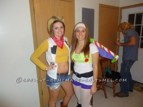 My friend and I were Buzz ad Woody for Halloween.  These costumes were very easy to make and everyone loved them!! For the Woody costume,