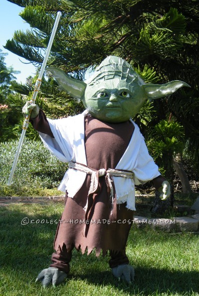 I made Yoda the Jedi Master from a simple picture I took from the movie. His head was made of starch and news paper with a large punching balloon for