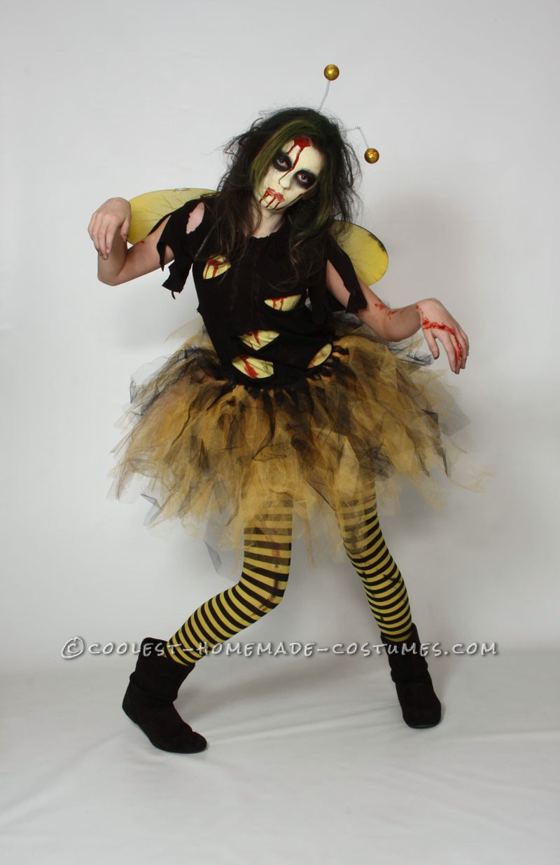 My daughter and her Zombee costume! My daughter hates to be \"pretty\" for halloween, every year its a Vampire, Witch or some form of the undead.