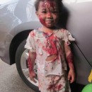 My son, Elijah Seraphiel Basanal, 2yrs old, is wearing bloody zombie costume. I\'ve researched the ideas online on how to do fake wounds and