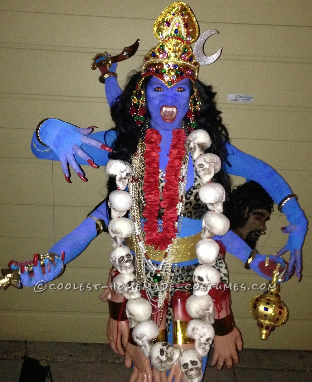 Cool Homemade Kali Costume, the Six-Armed Hindu Blue Goddess: I absolutely love my costume for this year, and Halloween in general!! I was Kali, the six-armed Hindu Blue Goddess. A friend of mine, Josh, and I pu