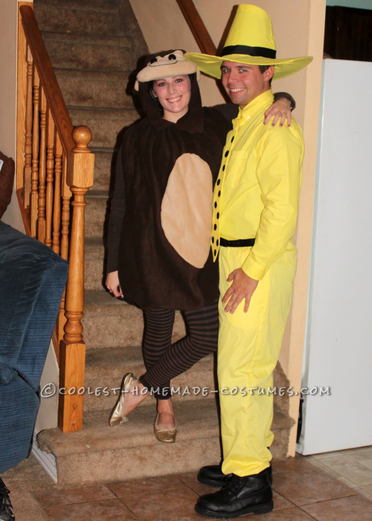 Adult Curious George and the Man with the Yellow Hat Couple Costume