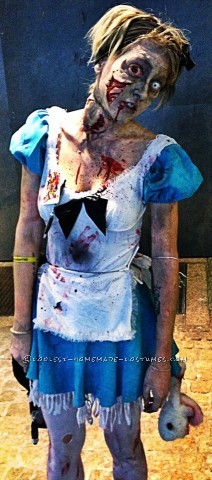 Horrific Alice in Zombieland Costume and Makeup: To become Alice in Zombieland, it took about a month and a half to prepare and about four hours of making. Almost all the accessories I bought online,