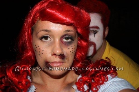 Angry Ronald McDonald and Wendy Couple Costume: This year I thought it would be fun to create a back story for two of the most well know fast food characters. Ronald and Wendy are in a relationship