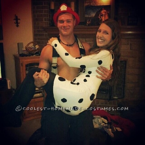 Best Costume at the Party: Firefighter and Dalmatian Couples Costume