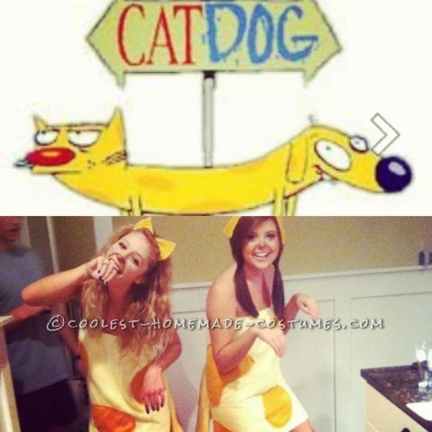 Connected CatDog Couple Costume