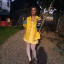 Coolest Homemade Morton Salt Girl Costume: I thought of this Morton Salt Girl costume the night before I had to dress up for Halloween at school, I was thinking, oh goodness, I have no costume