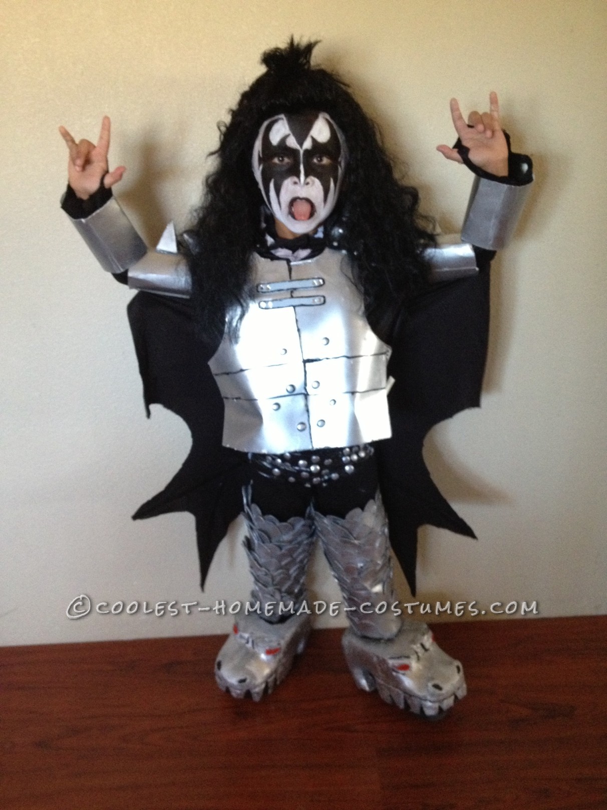 Coolest Kids Gene Simmons Homemade Halloween Costume: When I finally decided to make my son Gene Simmons around the beginning of October I thought I better get started! My brother in law helped me with th