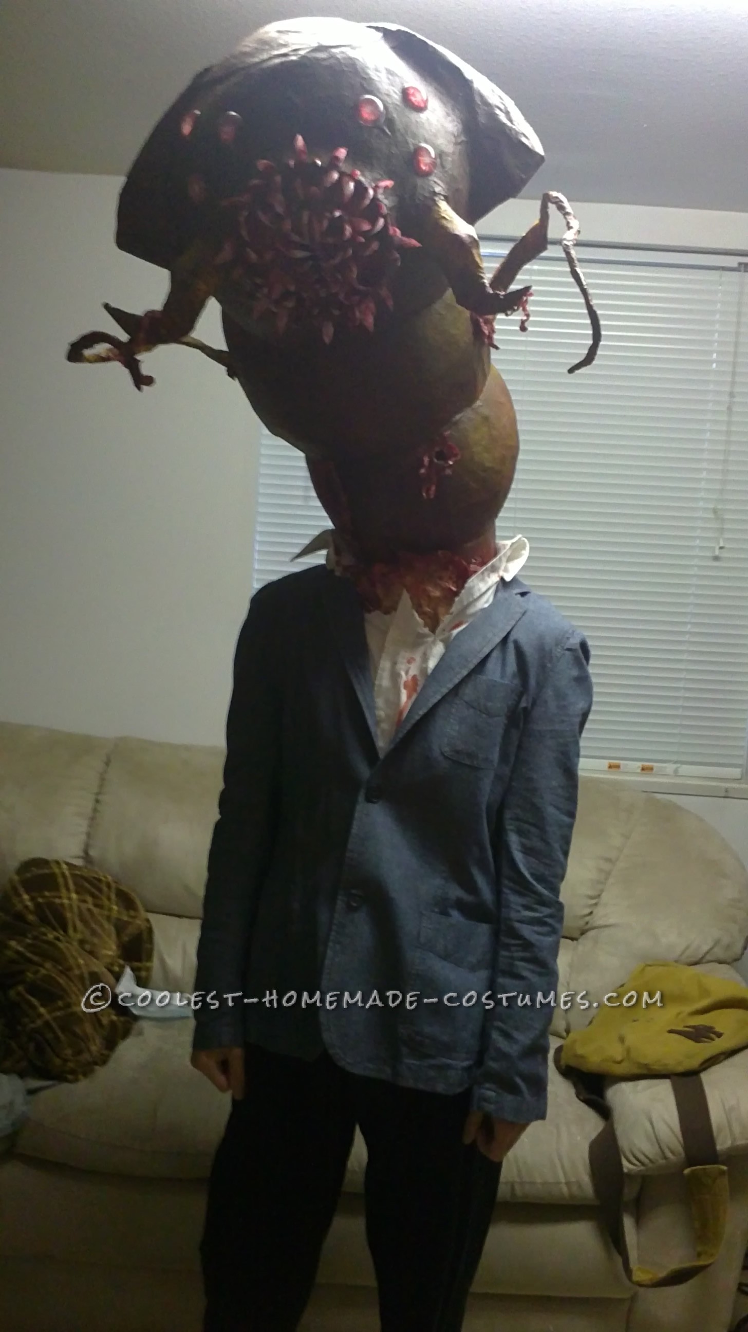 Creepy Parasitic Alien/Monster Costume Inspired by Resident Evil: Each Halloween I strive to create a costume that is unique or seldom if ever seen before. After seeing watching the movie Prometheus, the idea for an