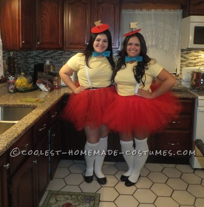 Girls Tweedle Dee Tweedle Dum Alice in Wonderland Dress Up Halloween Costume 