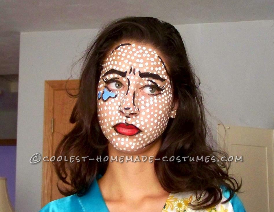 Crying Girl Face Painting Based on Roy Lichtenstein's Lithograph