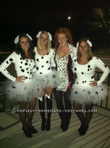 Cute and Fun 101 Dalmatians Girls Group Costume: We spent months trying to think of different/creative group costumes for Halloween.  We wanted it to be original and fun!  So, in the end we were se