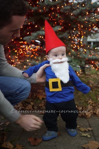 This is a gnome costume I made for my son, Max, who is six months old.  I wanted to make his first halloween special by making him a unique cost