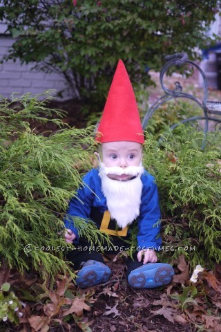 This is a gnome costume I made for my son, Max, who is six months old.  I wanted to make his first halloween special by making him a unique cost