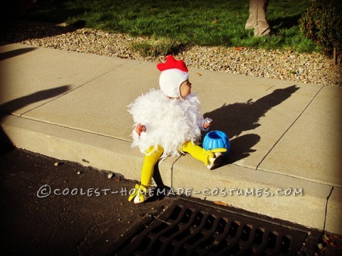 Cutest Chicken Homemade Costume: This cutest Chicken costume was originally made for my oldest daughter, 7 years ago. And it is just as cute on her baby sister, as the day she wore it