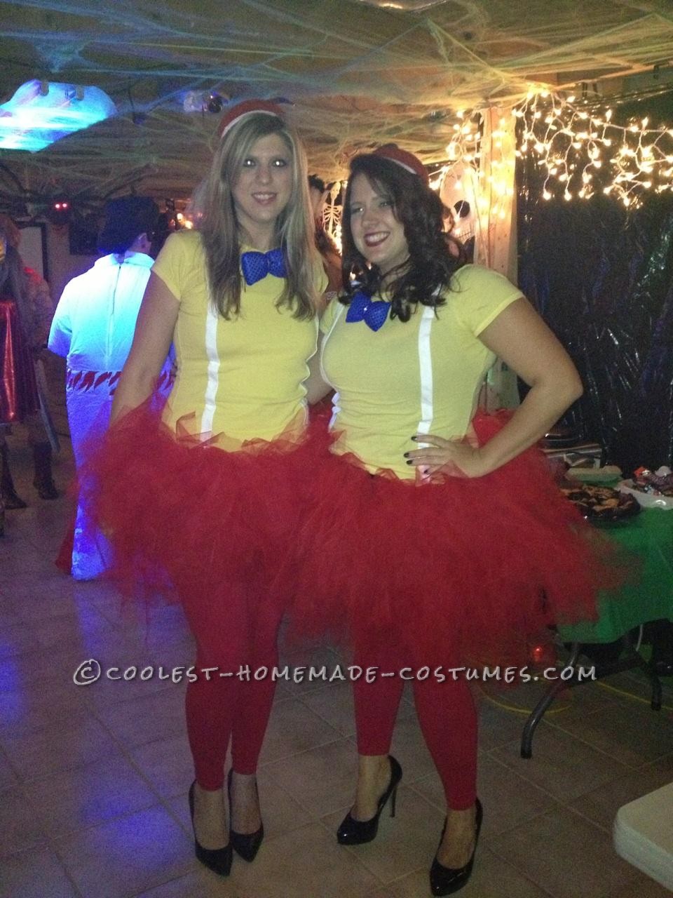 Easy Homemade Tweedle Dum and Tweedle Dee Halloween Couple Costumes: My friend and I really wanted to wear tutu's to a Halloween party this year! We did some internet searching and decided to be Tweedle Dum and Tweedle