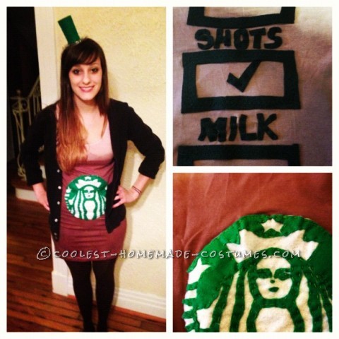 Feminine Starbucks Iced Coffee Halloween Costume: As a dedicated iced coffee drinker and student with a huge test coming up on the day before Halloween, I decided I might as well be an iced coffee.  