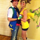 Great Pikachu and Ash Couple Halloween Costume: Well, this costume Pikachu and Ash couple Halloween costume took about a total of two weeks to make. First, I started off at our local thrift store a