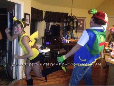 Great Pikachu and Ash Couple Halloween Costume: Well, this costume Pikachu and Ash couple Halloween costume took about a total of two weeks to make. First, I started off at our local thrift store a