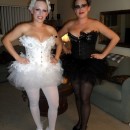 Homemade Black Swan and White Swan Couple Halloween Costumes