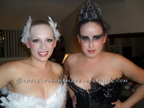 Homemade Black Swan and White Swan Couple Halloween Costumes