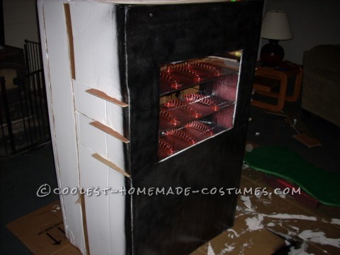 Homemade Vending Machine Costume that Actually Dispenses Candy