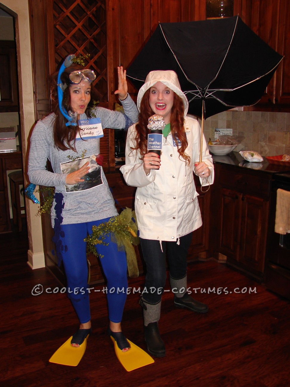 Hurricane Sandy and a Weather Channel Reporter Couple Halloween Costume