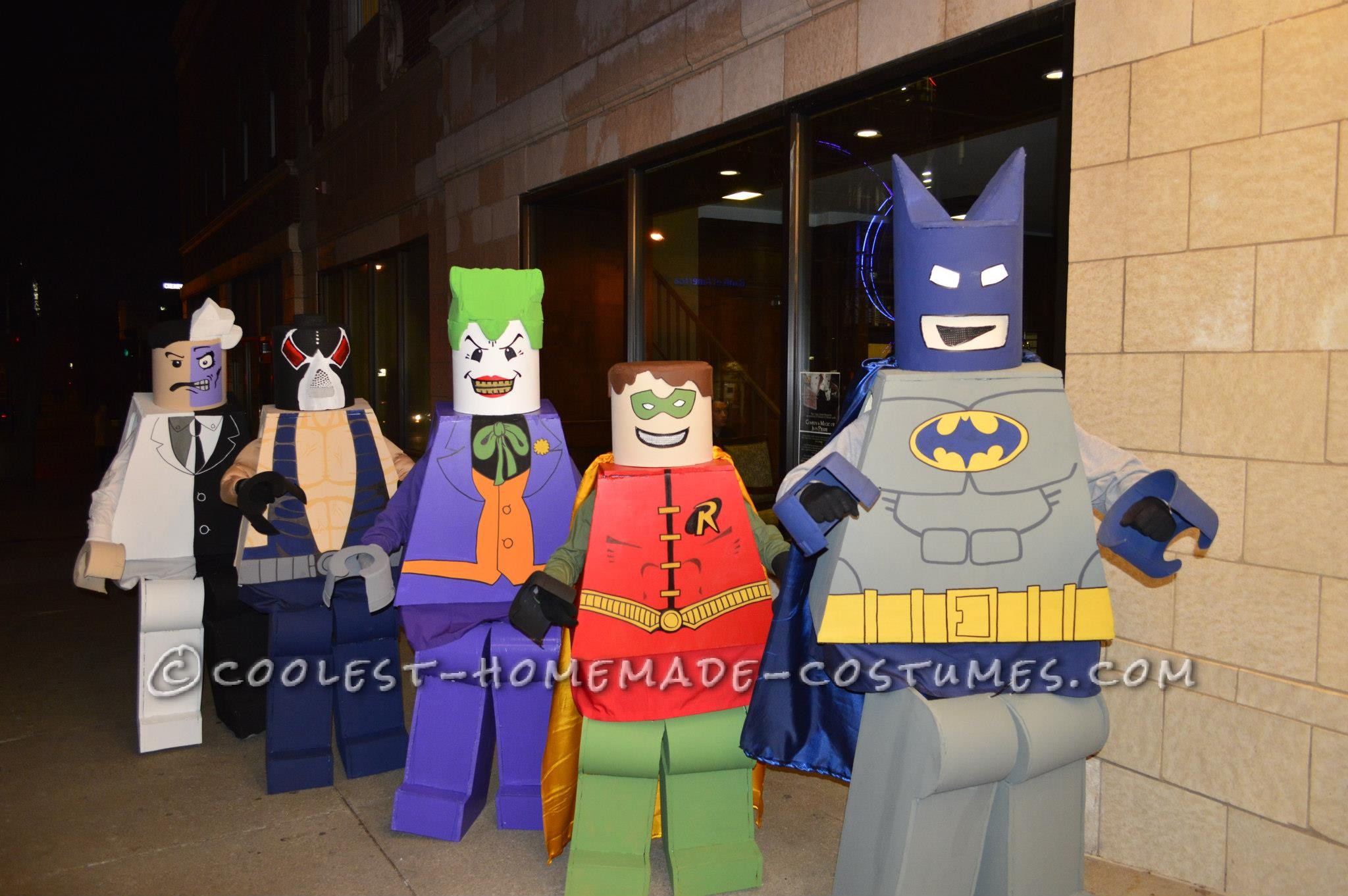 LEGO Minifigure Group Costume: Batman Heroes and Villains: These Batman Heroes and Villains costumes were a ton of work but so much fun to wear.  We strolled down the streets downtown and people were shriekin