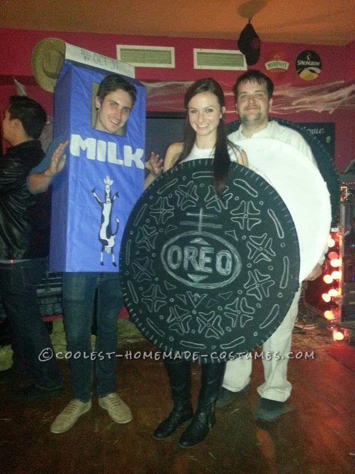 Coolest Milk and Cookies (Double Stuffed Oreo) Group Halloween Costume: So... it was the night before halloween, and two friends and I were lost about what we should do for Halloween. None of us had ever made a costume, bu