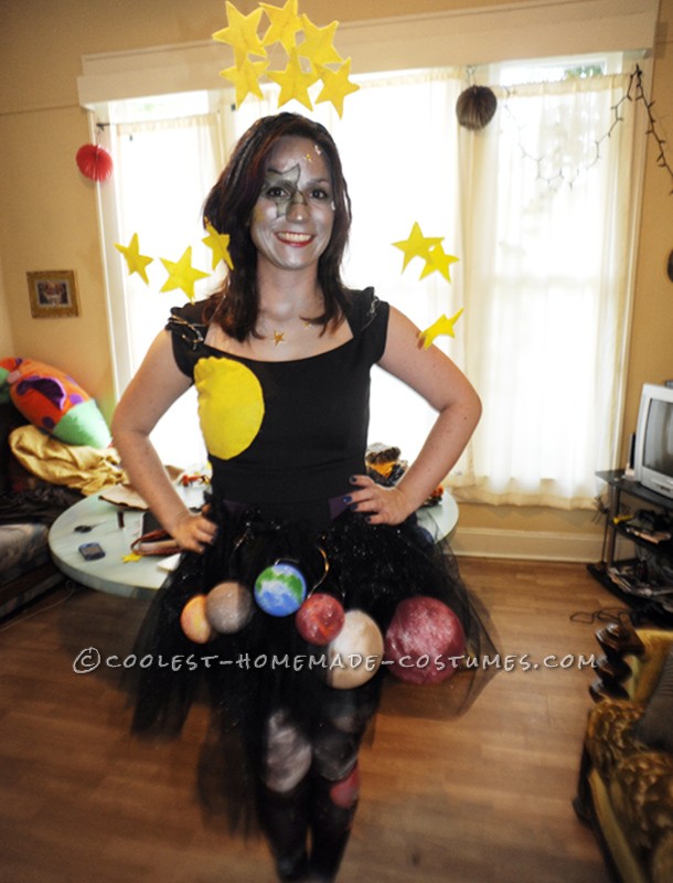 I've heard of little kids and pregnant ladies dressing up as the solar system for Halloween. I wanted to take that costume idea and make it a little