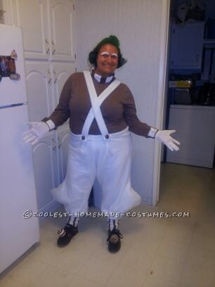 Since my husband is tall and slender, and I am short and chunky, we thought Willy Wonka and an Oompa Loompa would be perfect costumes!  With the