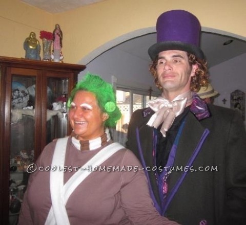 Since my husband is tall and slender, and I am short and chunky, we thought Willy Wonka and an Oompa Loompa would be perfect costumes!  With the