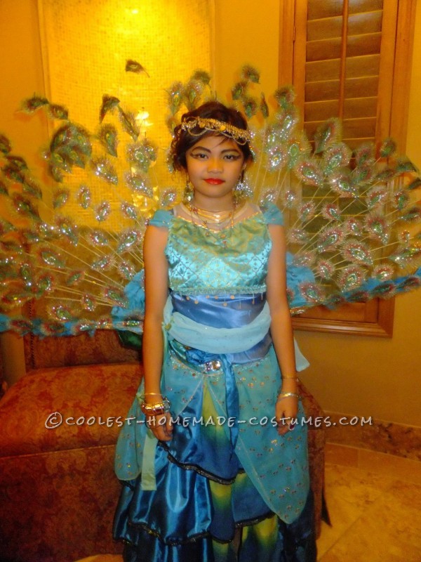 Creative Homemade Peacock Princess Costume for a Girl