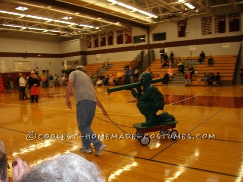 Homemade Plastic Green Army Man Halloween Costume for a Boy