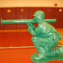 Homemade Plastic Green Army Man Halloween Costume for a Boy
