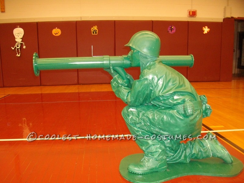 Homemade Plastic Green Army Man Halloween Costume for a Boy