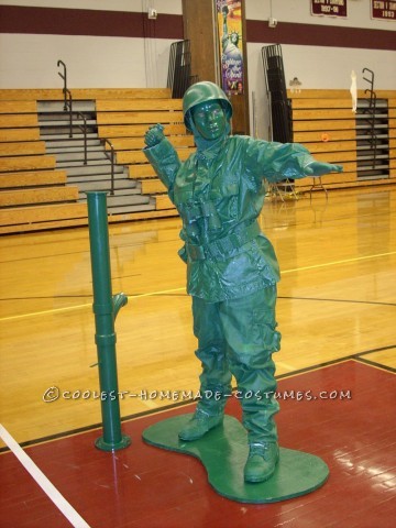 Homemade Plastic Green Army Man Halloween Costume for a Boy