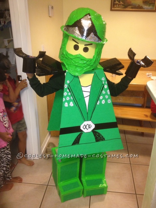 Coolest Homemade Green Ninjago Halloween Costume for a Boy: Like all eight year olds these days, my son is obsessed with Lego Ninjago. So of course he had to be Lloyd the Green Ninja this year. At first we cons