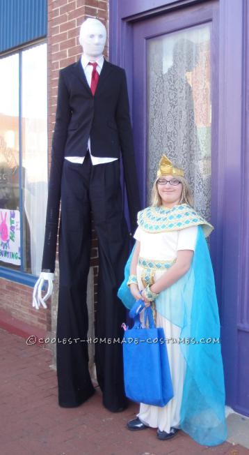 This was my 15 year old son\'s idea. Slenderman is a mythical creature turned video game persona. We went and bought two suit jackets at a thrift s