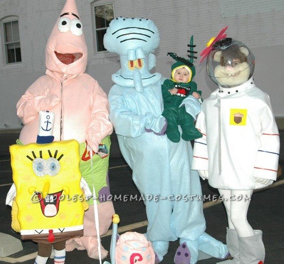 Coolest Homemade Spongebob and the Gang Group Costume